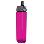 24 oz. Slim Fit Water Bottle with Ring Straw Lid - Transparent Fuchsia