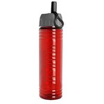 24 oz. Slim Fit Water Bottle with Ring Straw Lid - Transparent Red