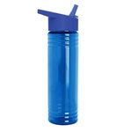 24 oz. Slim Fit Water Bottles with Flip Straw Lid - Transparent Blue