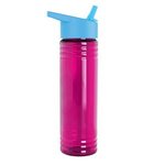 24 oz. Slim Fit Water Bottles with Flip Straw Lid - Transparent Fuchsia