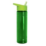 24 oz. Slim Fit Water Bottles with Flip Straw Lid - Transparent Green