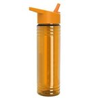 24 oz. Slim Fit Water Bottles with Flip Straw Lid - Transparent Orange