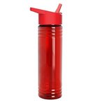 24 oz. Slim Fit Water Bottles with Flip Straw Lid - Transparent Red
