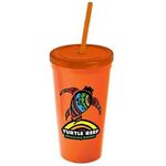 24 oz. Stadium Cup with Straw and Lid - Digital - Orange