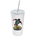 24 oz. Stadium Cup with Straw and Lid - Digital - White