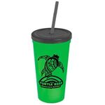 24 Oz. Stadium Cup With Straw And Lid - Lime