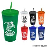 24 Oz. Stadium Cup With Straw And Lid - Orange