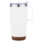 24 oz. Travel Mug with Cork Base and Handle - White