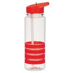 24 Oz. Tritan (TM) Banded Gripper Bottle With Straw - Clear with Red