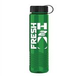 24oz Wave Bottle - Tethered Lid - Transparent Green