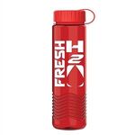 24oz Wave Bottle - Tethered Lid - Transparent Red