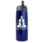 26 oz Metallic Flair Bottle - Ring Straw Lid - Blue