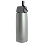 26 oz Metallic Flair Bottle - Ring Straw Lid - Silver