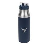 26 Oz. Wilder Stainless Steel Bottle - Silver With  Navy