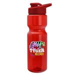 28 Oz. Transparent Bottle With Snap Lid - Full Color Process - Red