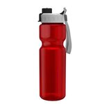 28 oz. Transparent. Bottle - Quick Snap Lid - Transparent Red