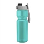 28 oz. Transparent. Bottle - Quick Snap Lid - Transparent Teal