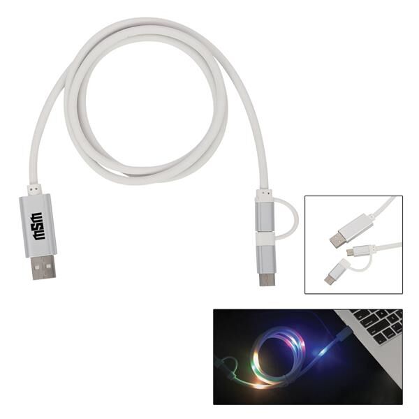 Main Product Image for Advertising 3-In-1 3 Ft. Disco Tech Light Up Charging Cable