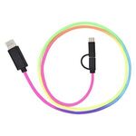 3-In-1 3 Ft. Rainbow Braided Charging Cable -  