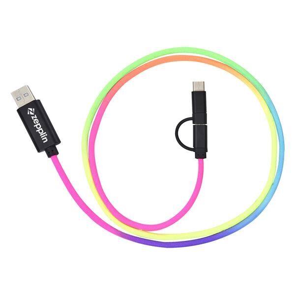 Main Product Image for 3-In-1 3 Ft. Rainbow Braided Charging Cable