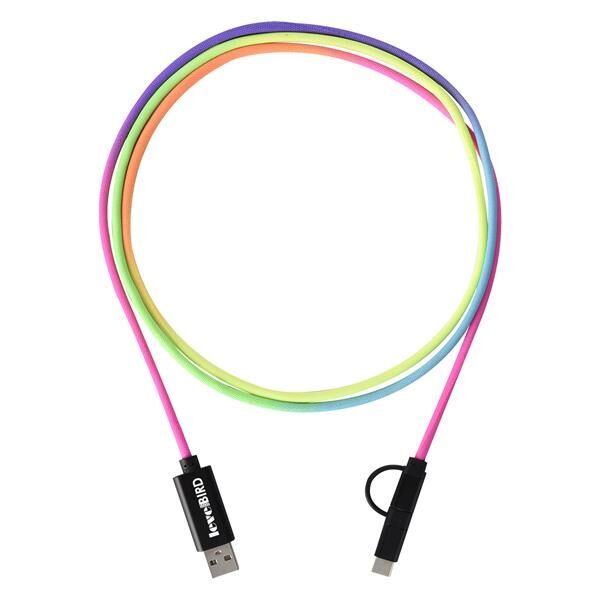 Main Product Image for 3-In-1 5 Ft. Rainbow Braided Charging Cable