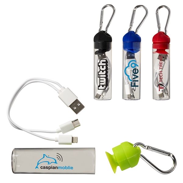 Main Product Image for Custom 3-In-1 Charger Cable In Carabiner Storage Tube