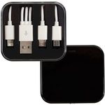 3-in-1 Charging Cable in Square Case - Black
