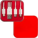 3-in-1 Charging Cable in Square Case - Red