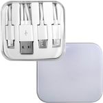 3-in-1 Charging Cable in Square Case - White