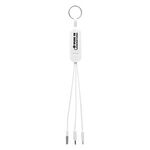 3-In-1 Charging Cable Phone Stand & Key Ring - White