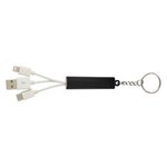 3-In-1 Light Up Charging Cables On Key Ring - Black