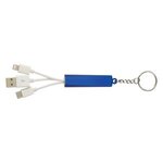 3-In-1 Light Up Charging Cables On Key Ring - Blue