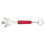 3-In-1 Light Up Charging Cables On Key Ring - Red