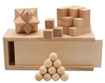 3-in1 Wooden Puzzle Box Set -  