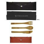 Buy 3 Piece Bamboo Utensil Set In Leatherette Pouch