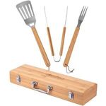 Buy 3-Piece BBQ Grill Utensil Set with Bamboo Case
