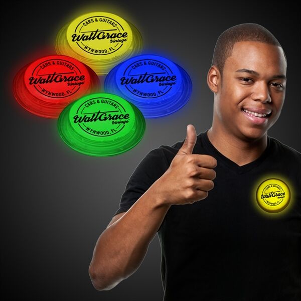 Main Product Image for Custom Printed Light Up Glow Button 3" Self-Adhering 