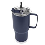 30 Oz. Lisbon Stainless Steel Tumbler With Straw - Navy Blue