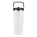 30 Oz. Stainless Steel Travel Mug with Handle - White