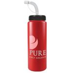32 Oz. Sports Bottle W/ Straw Cap (Colors) - Red