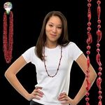 33" Metallic Red Chili Pepper Beaded Necklace - Red