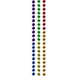 33" Rainbow (7mm) Segmented Mardi Gras Bead Necklace -  