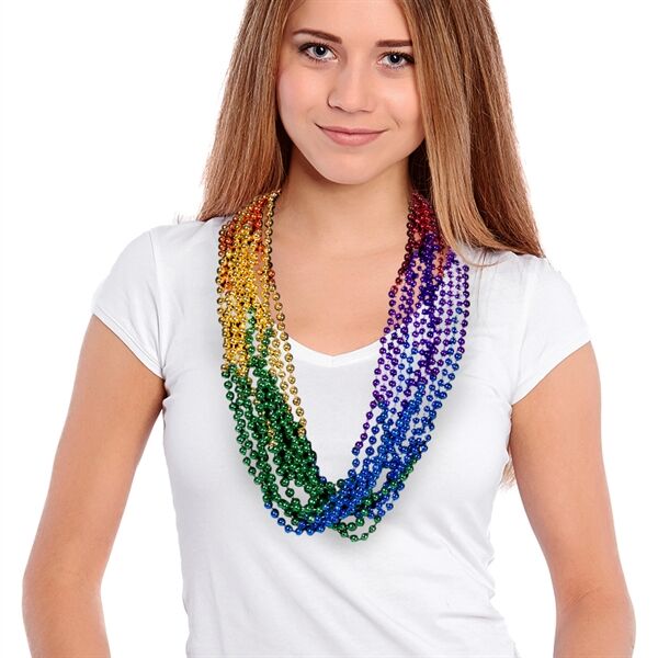 Main Product Image for 33" Rainbow (7mm) Segmented Mardi Gras Bead Necklace