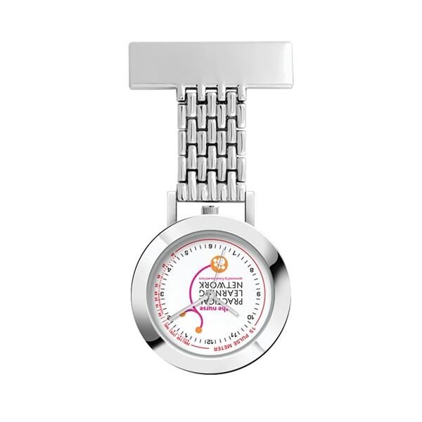 Main Product Image for Custom Printed Nurse Watch 33MM Metal Silver Case 3 Hand Mvmt