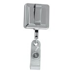 "HAMILTON" 32" Cord Square Chrome Solid Metal Retractable Badge