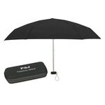 37" Arc Telescopic Folding Travel Umbrella With Eva Case - Black