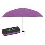 37" Arc Telescopic Folding Travel Umbrella With Eva Case - Purple