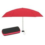 37" Arc Telescopic Folding Travel Umbrella With Eva Case - Red
