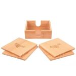 4-Piece Bamboo Coaster Set with Holder