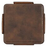 4-Piece Coaster Set With Holder - Debossed - Brown